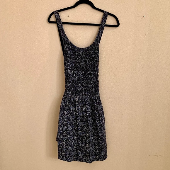 Free People Dresses & Skirts - Free People Pinafore Style Dress Floral Shirred Bodice Dress